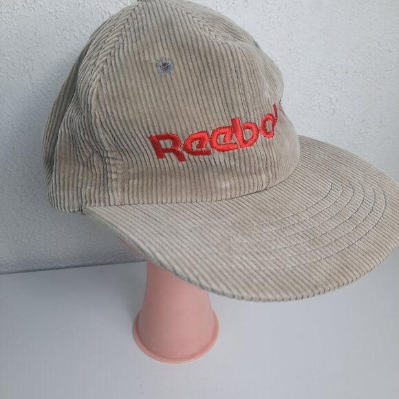 Vintage Reebok Corduroy Zip Hat UK OSFA Adjustable Back Zipper Brown BaseballCap - Picture 5 of 7